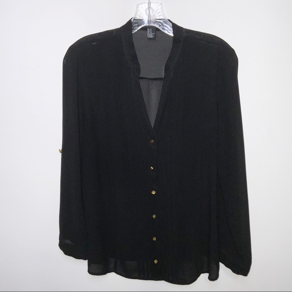 Black sheer button down blouse